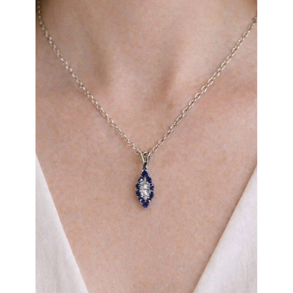 necklace 20 inch Marquise Simulated Cz Purple simulated Tanzanite accent stones